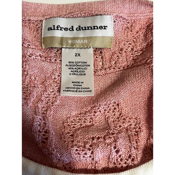 Alfred Dunner Pink Lace Open Cardigan with Attached White Sweate – Women’s 2X - Picture 2 of 6